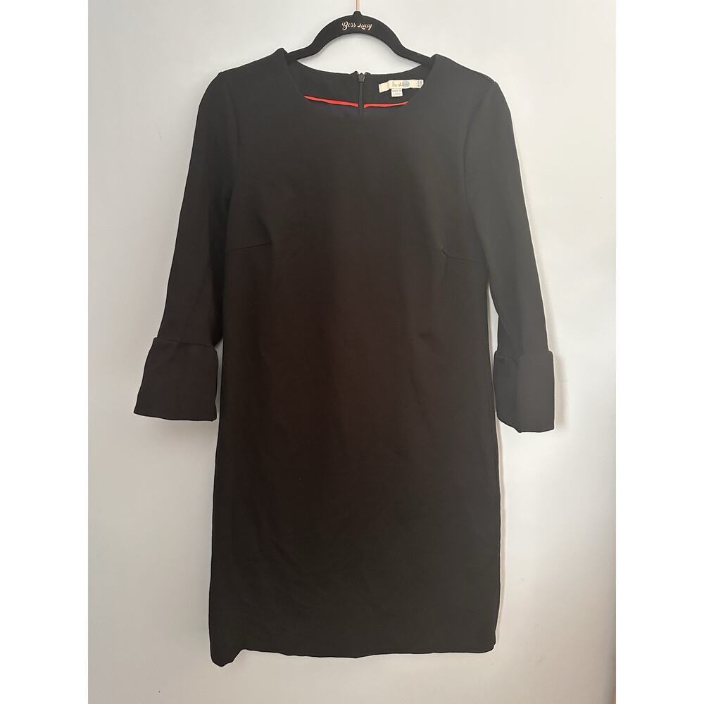 Boden Womens Lavina Ponte Black Dress Size 10R 3/4‎ Ruffle Sleeve Workwear